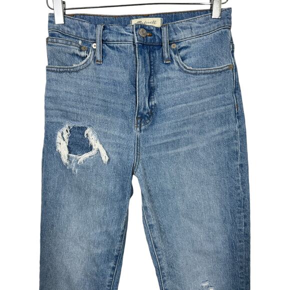 Madewell Classic Straight Jean 25 Corrie Wash Step Hem High Rise Distressed - Picture 5 of 10